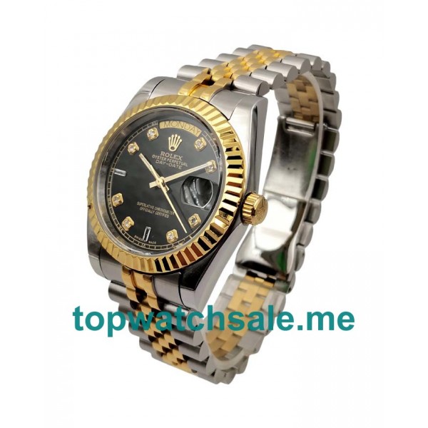 UK Black Dials Gold And Steel Rolex Day-Date 118238 Replica Watches