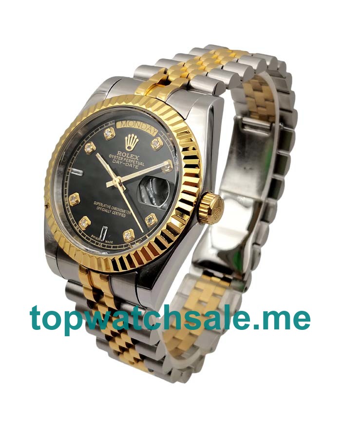 UK Black Dials Gold And Steel Rolex Day-Date 118238 Replica Watches