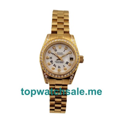 UK White Dials Gold Rolex Lady-Datejust 179138 Replica Watches