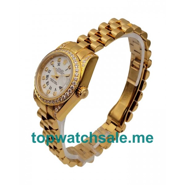 UK White Dials Gold Rolex Lady-Datejust 179138 Replica Watches