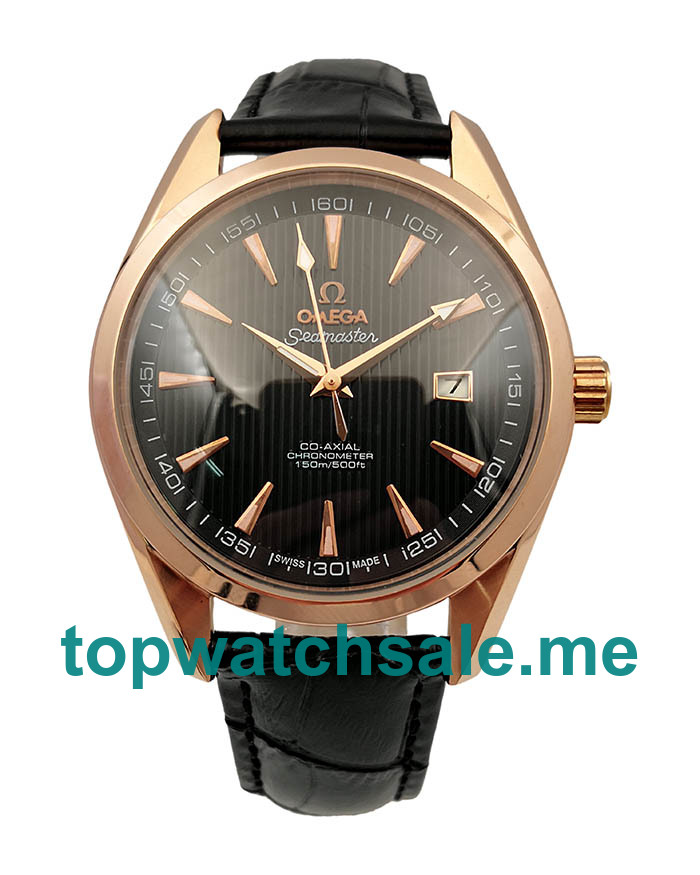 UK Black Dials Rose Gold Omega Seamaster Aqua Terra 231.53.42.21.06.002 Replica Watches