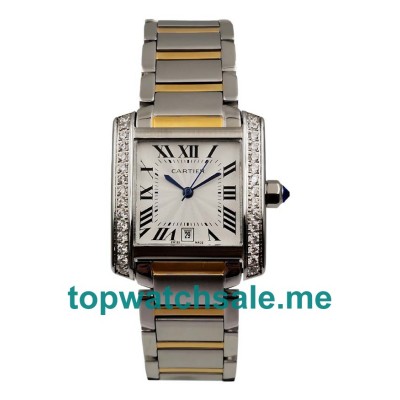 UK Silver Dials Steel And Gold Cartier Tank Francaise W2TA0003 Replica Watches