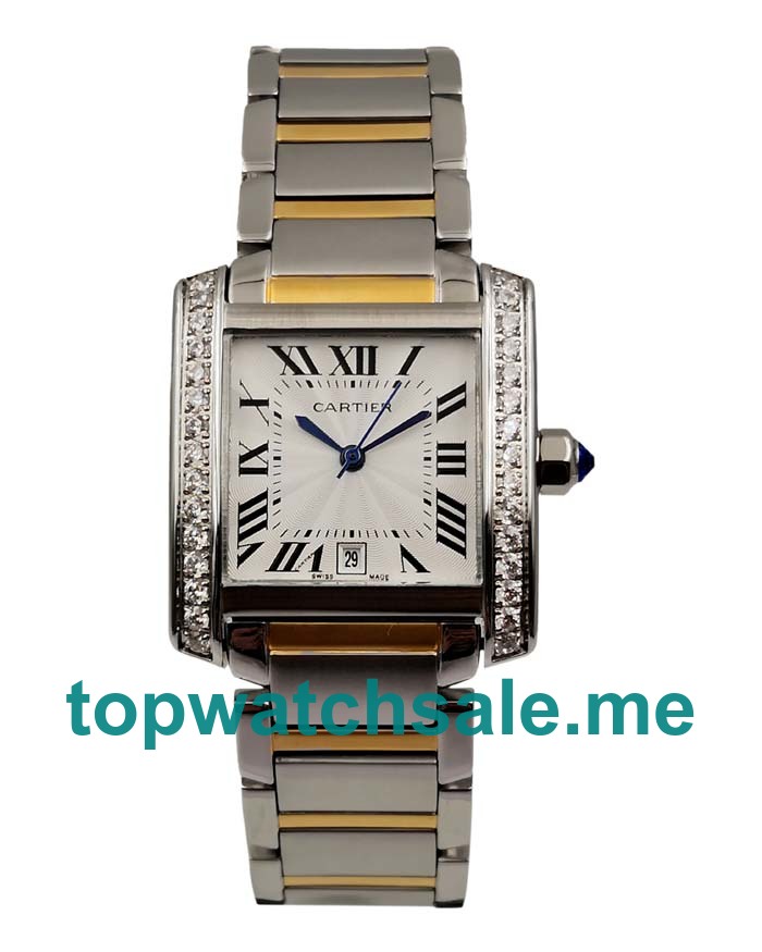 UK Silver Dials Steel And Gold Cartier Tank Francaise W2TA0003 Replica Watches