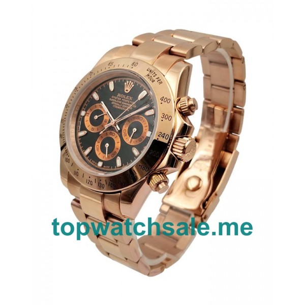 UK Black Dials Rose Gold Rolex Daytona 116505 Replica Watches