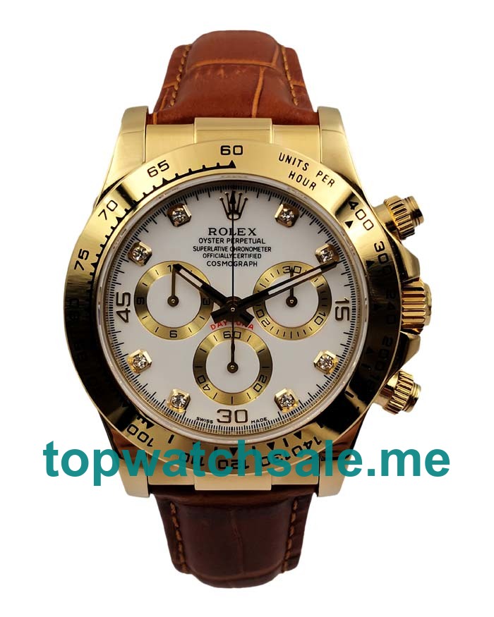 UK White Dials Gold Rolex Cosmograph Daytona 116508 JH Replica Watches