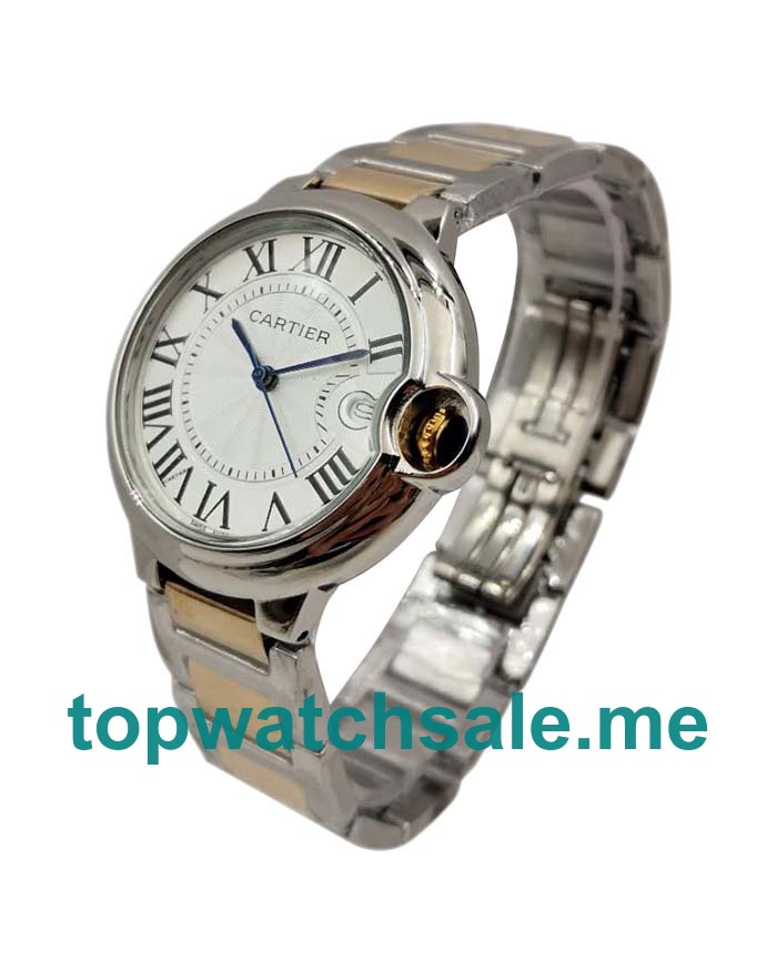 UK Silver Dials Steel And Gold Cartier Ballon Bleu W69009Z3 Replica Watches