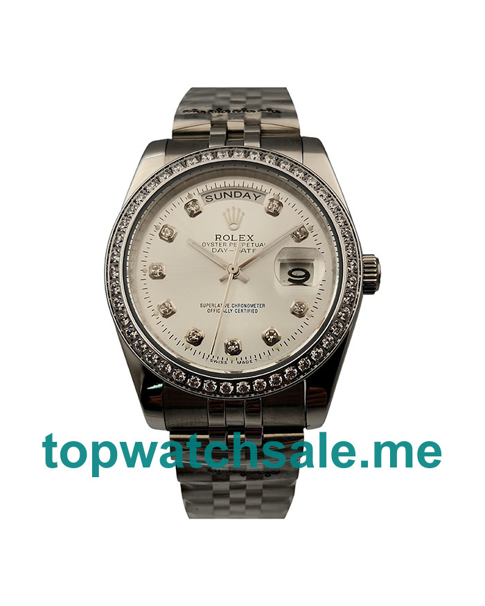 UK White Dials Steel Rolex Day-Date 18239 Replica Watches