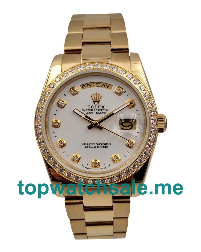UK White Dials Gold Rolex Day-Date 18048 Replica Watches