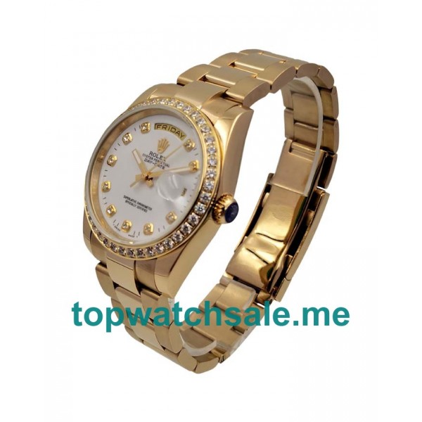 UK White Dials Gold Rolex Day-Date 18048 Replica Watches