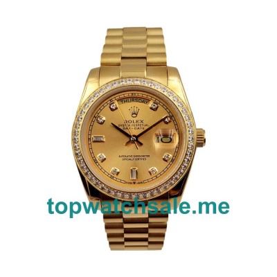UK Champagne Dials Gold Rolex Day-Date 128348 Replica Watches