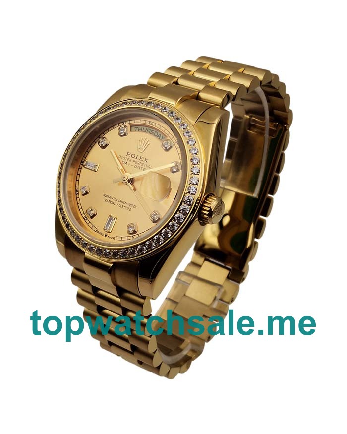 UK Champagne Dials Gold Rolex Day-Date 128348 Replica Watches