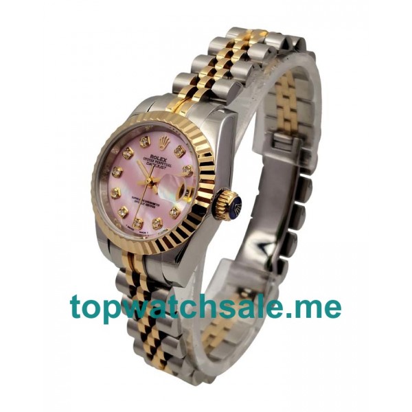 UK Pink Dials Steel And Gold Rolex Lady-Datejust 179173 Replica Watches