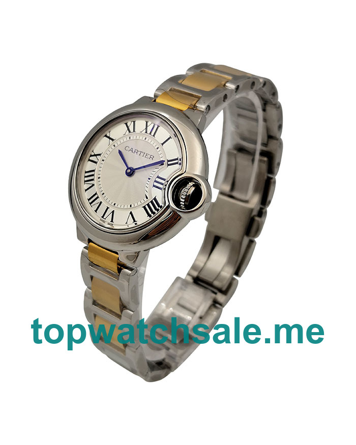 UK Silver Dials Steel And Gold Cartier Ballon Bleu W2BB0002 Replica Watches