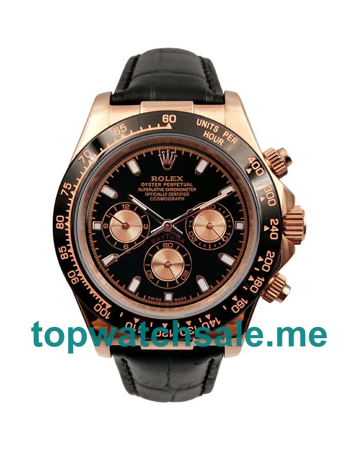 UK Black Dials Rose Gold Rolex Daytona 116515 LN Replica Watches