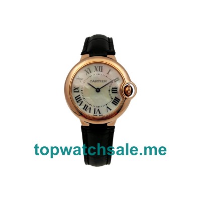 UK 33MM Rose Gold Cartier Ballon Bleu W6920097 Quartz Replica Watches