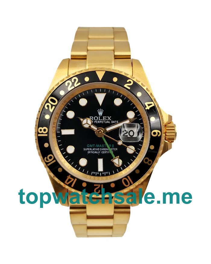 UK Black Dials Gold Rolex GMT-Master II 16718 LN Replica Watches