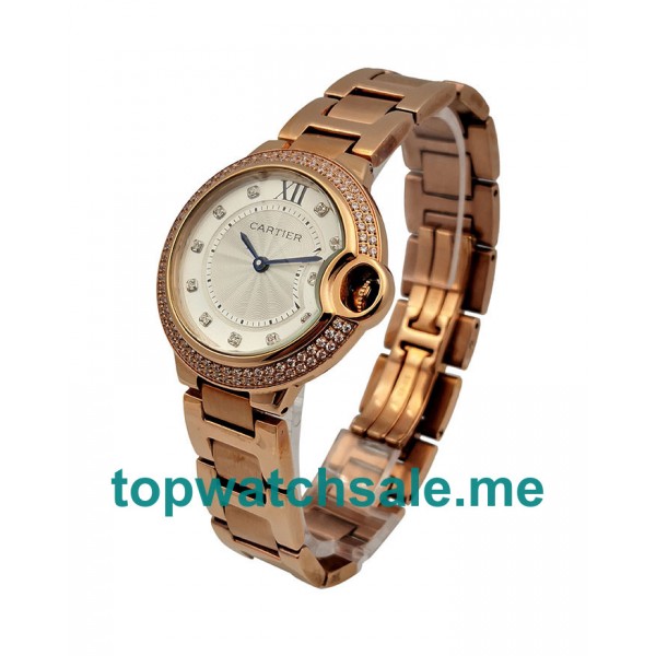 UK White Dials Rose Gold Cartier Ballon Bleu WE902062 Replica Watches