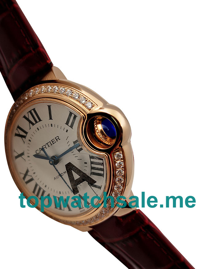 UK Silver Dials Rose Gold Cartier Ballon Bleu WJBB0033 Replica Watches