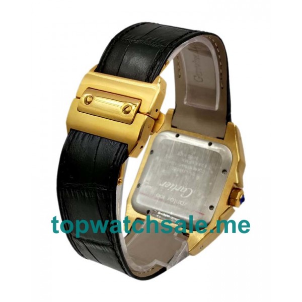 UK White Dials Gold Cartier Santos 100 W20112Y1 Replica Watches