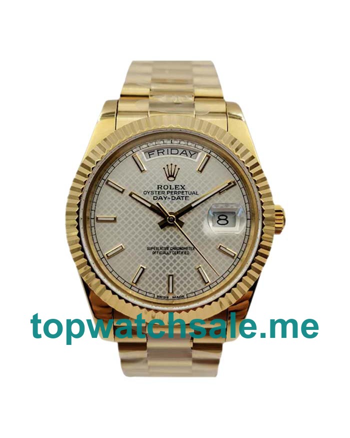 UK Silver Diagonal Dials Gold Rolex Day-Date 228238 Replica Watches