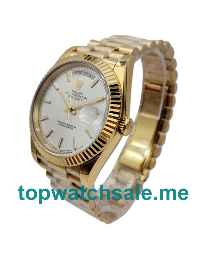 UK Silver Diagonal Dials Gold Rolex Day-Date 228238 Replica Watches