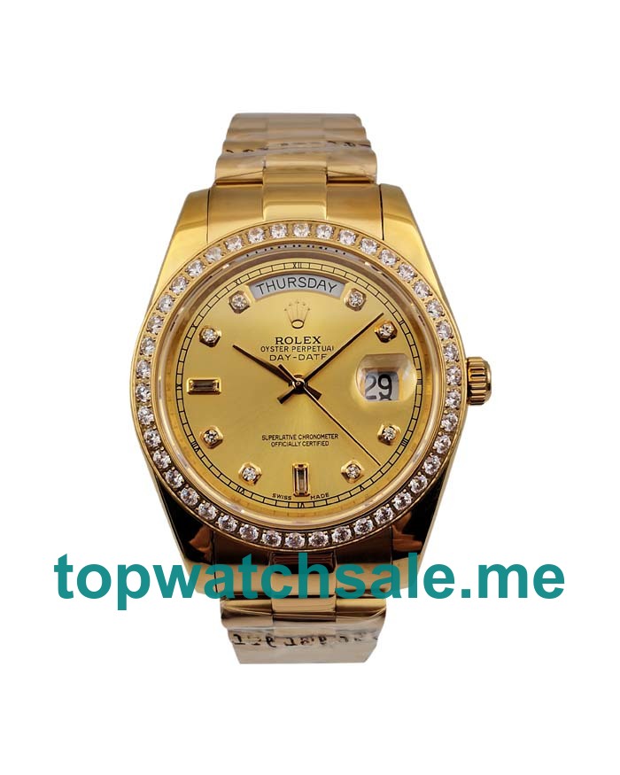 UK Champagne Dials Gold Rolex Day-Date 118348 Replica Watches