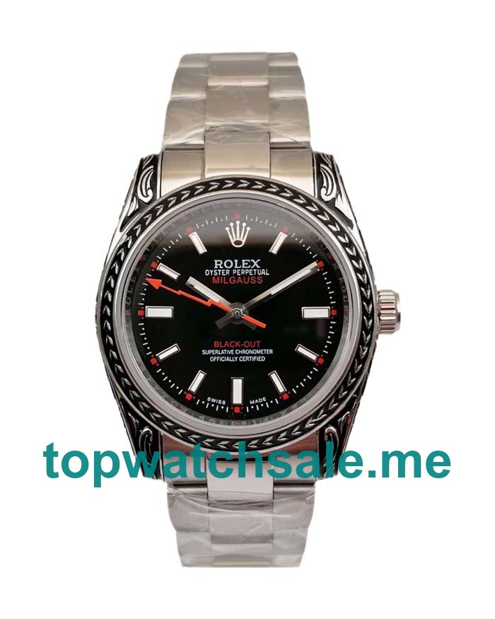 UK Black Dials Steel Rolex Milgauss 116400 Replica Watches