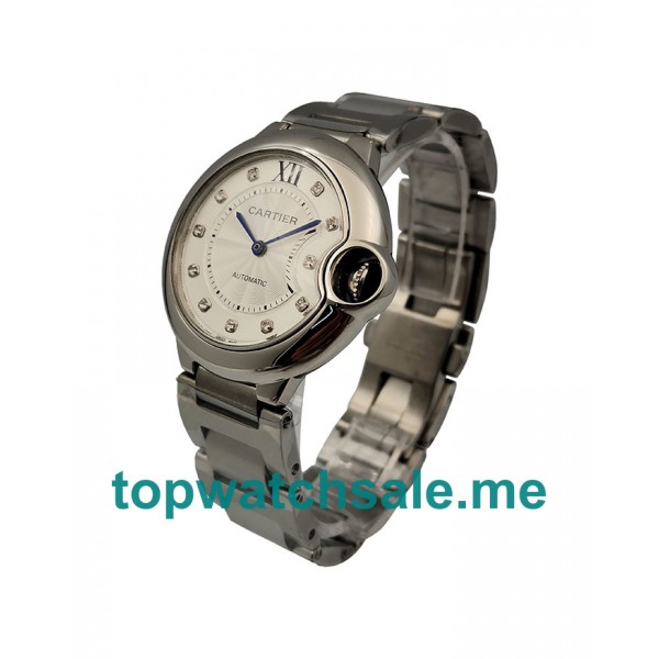 UK Silver Dials Steel Cartier Ballon Bleu WE902074 Replica Watches