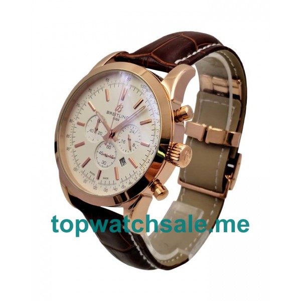UK White Dials Rose Gold Breitling Transocean RB015212 Replica Watches