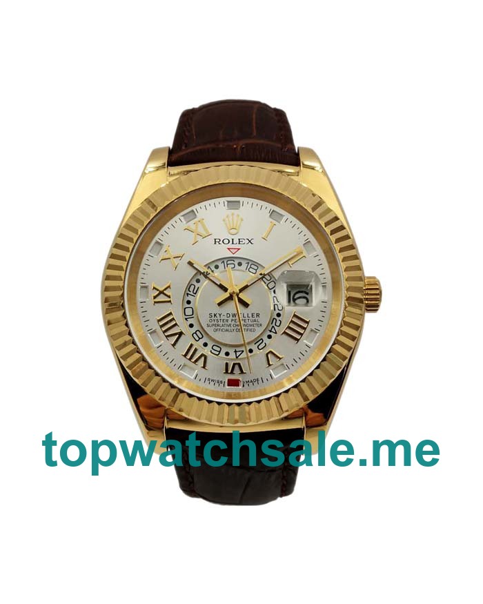 UK Silver Dials Gold Rolex Sky-Dweller 326138 Replica Watches