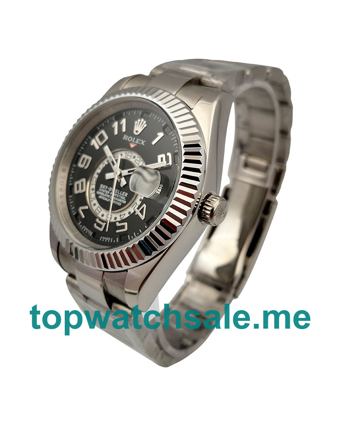 UK Black Dials White Gold Rolex Sky-Dweller 326939 Replica Watches