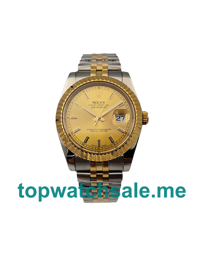 UK Champagne Dials Steel And Gold Rolex Datejust 16233 Replica Watches