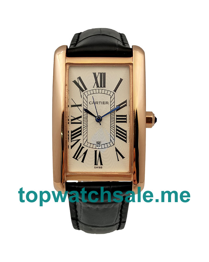 UK White Dials Rose Gold Cartier Tank Americaine W2620030 Replica Watches