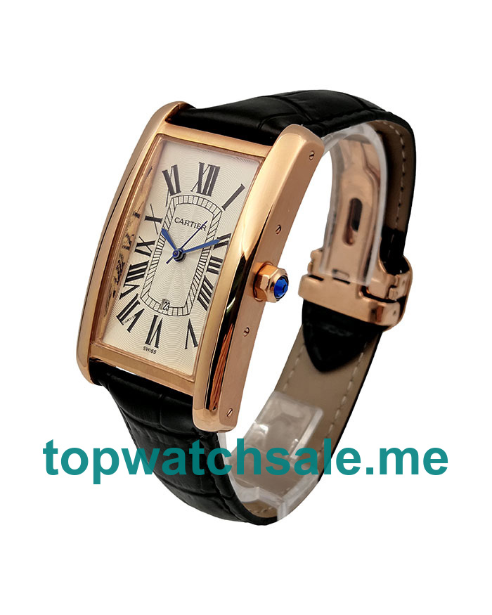 UK White Dials Rose Gold Cartier Tank Americaine W2620030 Replica Watches