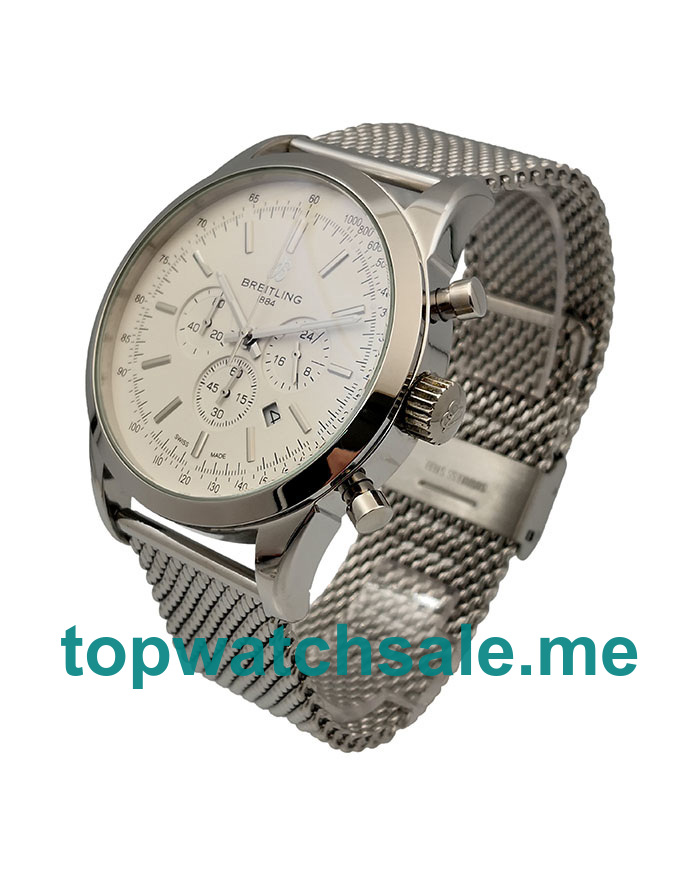 UK White Dials Steel Breitling Transocean Chronograph AB0152 Replica Watches
