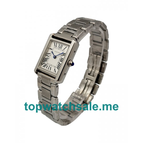 UK Stainless Steel Cartier Tank W5200014 Replica Watches For Women