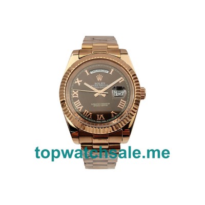 UK Chocolate Dials Rose Gold Rolex Day-Date II 218235 Replica Watches