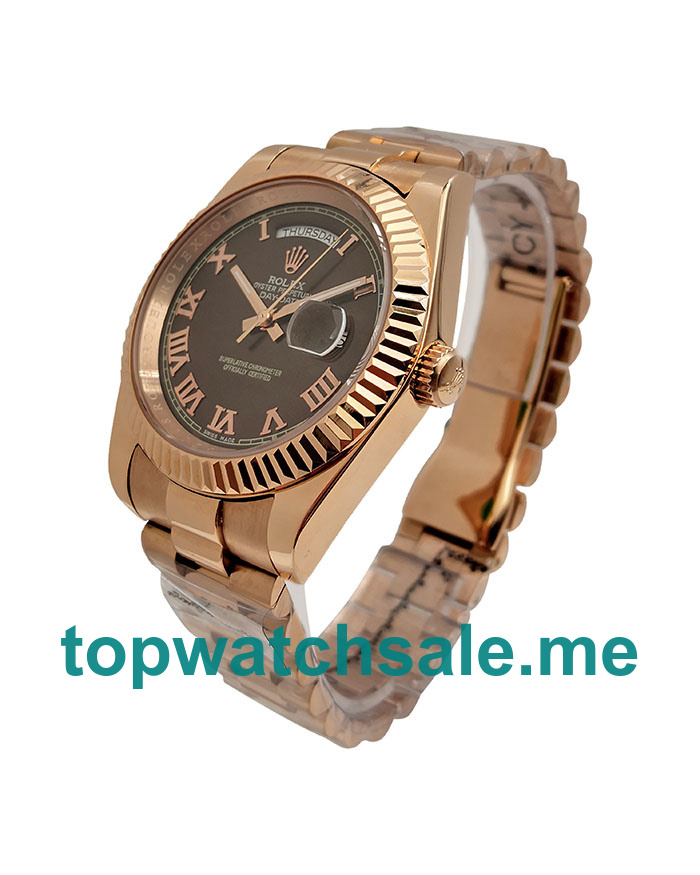 UK Chocolate Dials Rose Gold Rolex Day-Date II 218235 Replica Watches