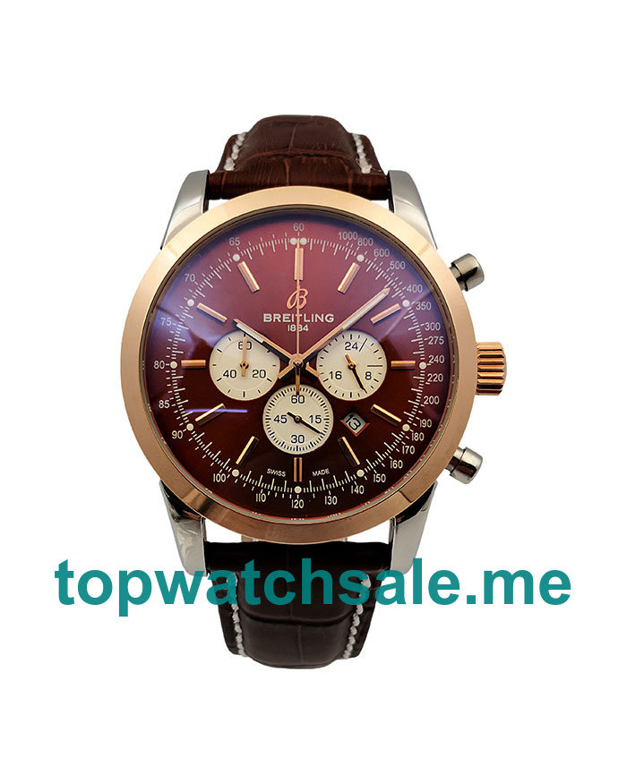 UK Coffee Dials Steel And Rose Gold Breitling Transocean UB015212 Replica Watches