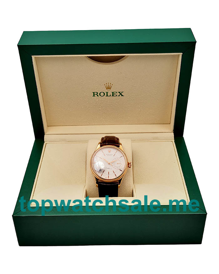 UK White Dials Rose Gold Rolex Cellini Date 50515 VF Replica Watches