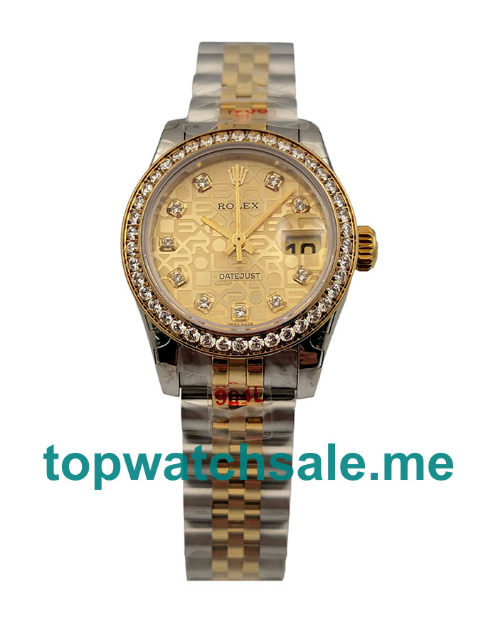 UK Gold Dials Steel And Gold Rolex Lady-Datejust 179383 Replica Watches