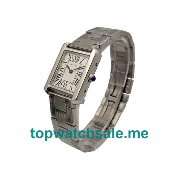 UK Silver Dials White Gold Cartier Tank Solo W5200013 Replica Watches