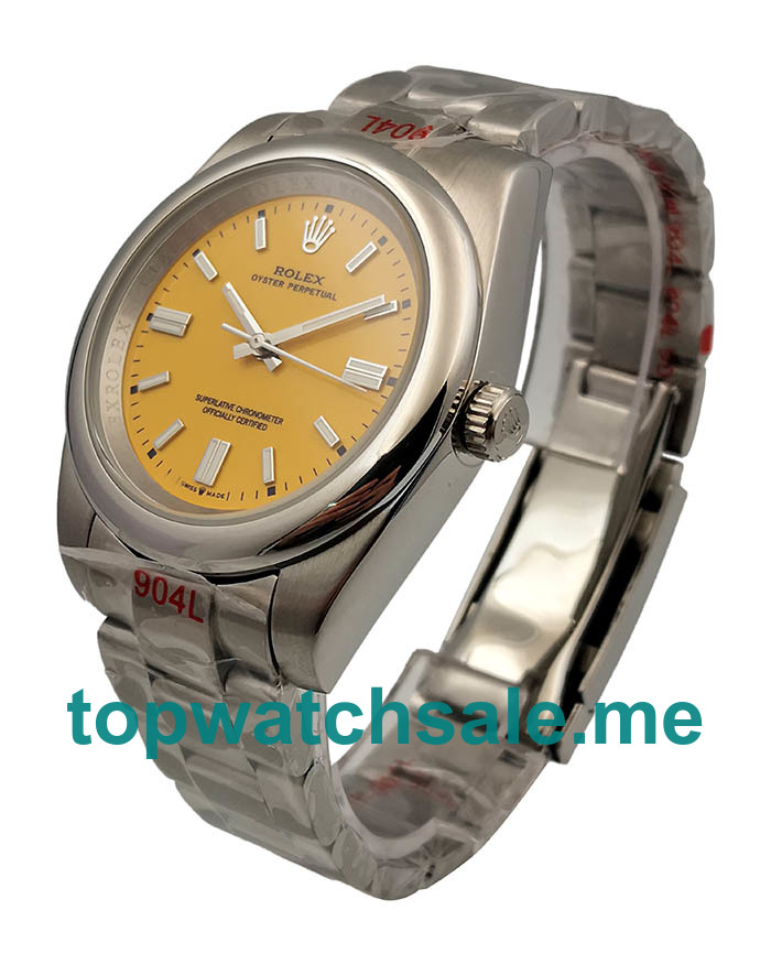 UK Yellow Dials Steel And White Gold Rolex Oyster Perpetual 114234 Replica Watches