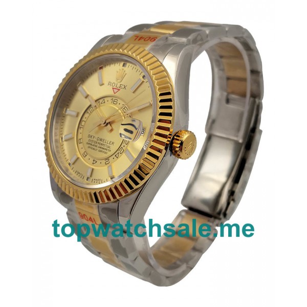UK Champagne Dials Steel And Gold Rolex Sky-Dweller 326933 Replica Watches