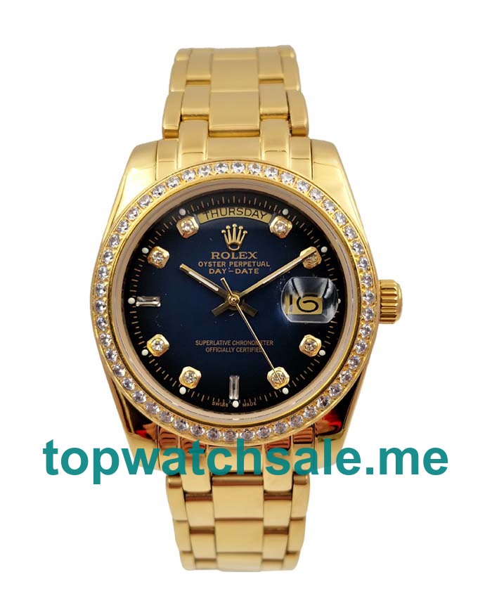 UK Blue Dials Gold Rolex Day-Date 18038 Replica Watches