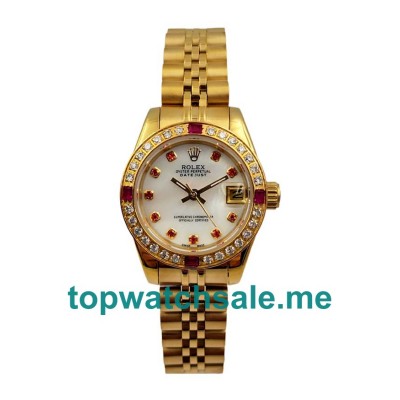UK White Mother-of-pearl Dials Gold Rolex Lady-Datejust 179138 Replica Watches