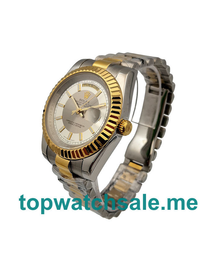 UK White And Gray Dials Steel And Gold Rolex Day-Date 218238 Replica Watches
