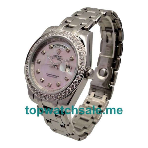 UK Pink Dials Steel Rolex Day-Date 118346 Replica Watches