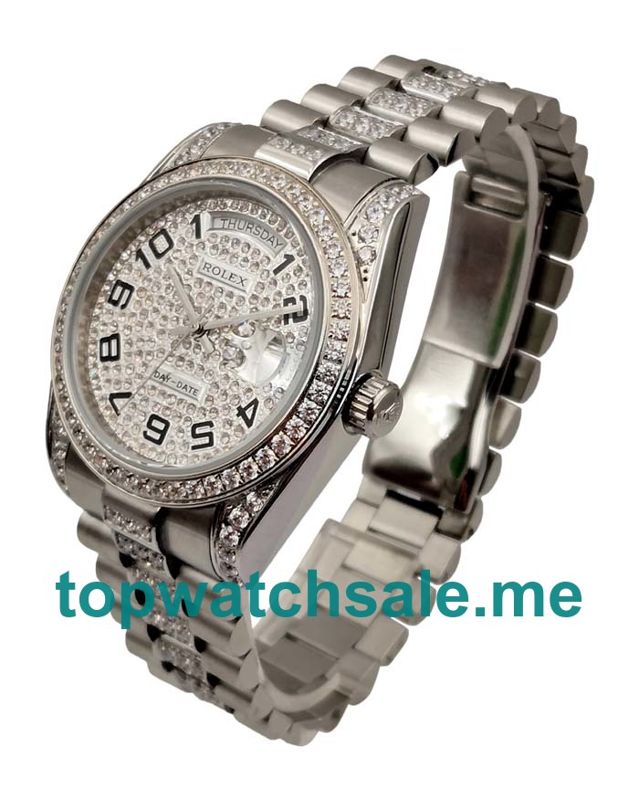 UK Diamond Dials Steel Rolex Day-Date 118346 Replica Watches