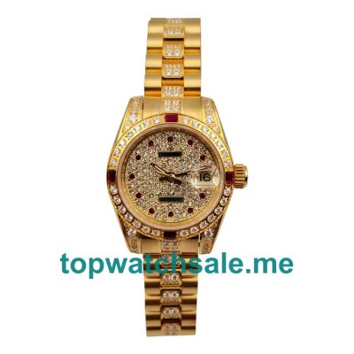 UK Diamond Dials Gold Rolex Lady-Datejust 179158 Replica Watches